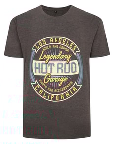 Bigdude Hot Rod Print T-Shirt Charcoal Tall